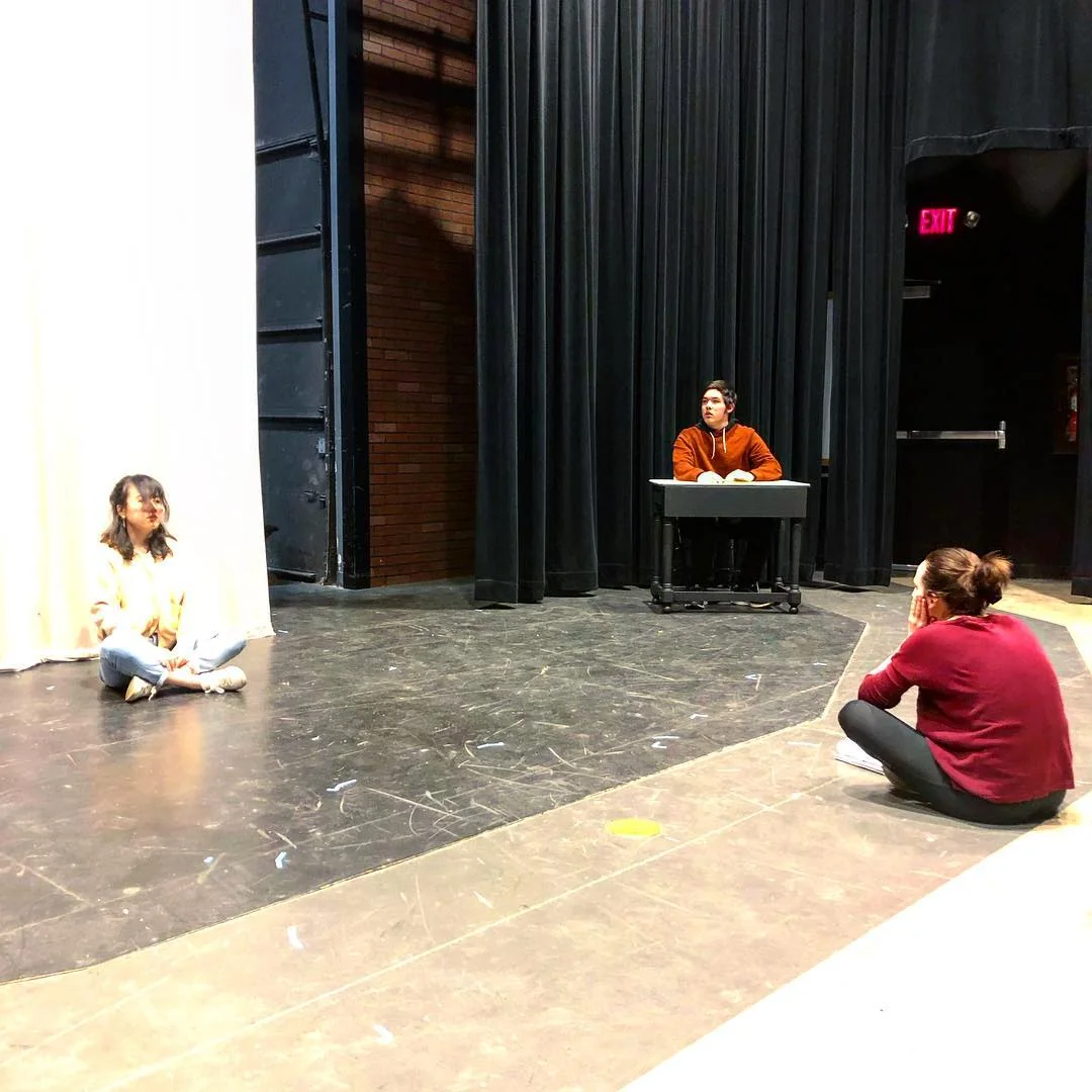 Linds Esch directing a rehearsal of Nightfall with Edgar Allan Poe