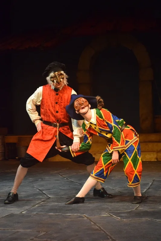 Linds Esch in Commedia dell’Arte as Arlecchino